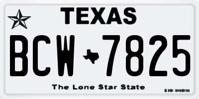 TX license plate BCW7825