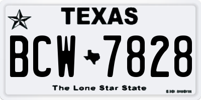 TX license plate BCW7828