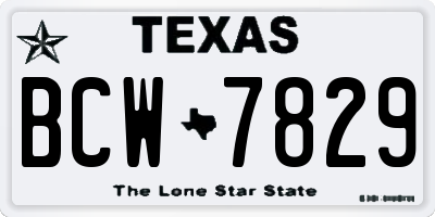 TX license plate BCW7829