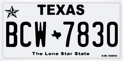 TX license plate BCW7830
