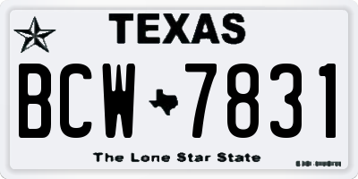 TX license plate BCW7831