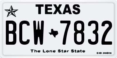 TX license plate BCW7832