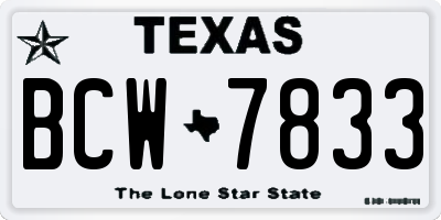 TX license plate BCW7833