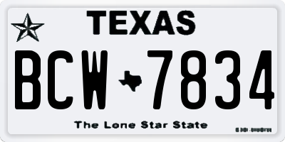 TX license plate BCW7834