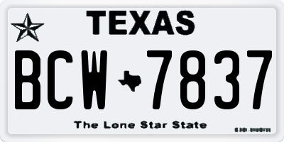 TX license plate BCW7837