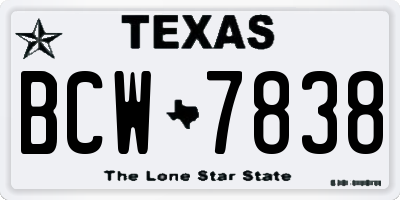 TX license plate BCW7838