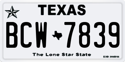 TX license plate BCW7839