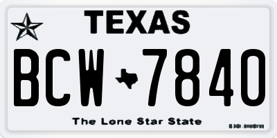 TX license plate BCW7840
