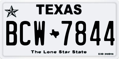 TX license plate BCW7844