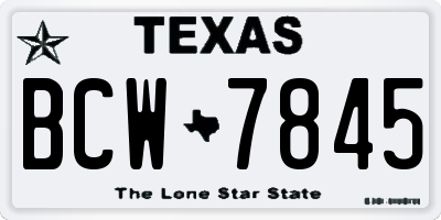 TX license plate BCW7845
