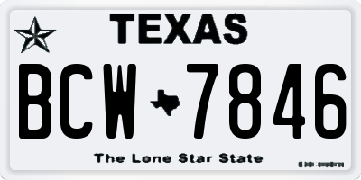 TX license plate BCW7846