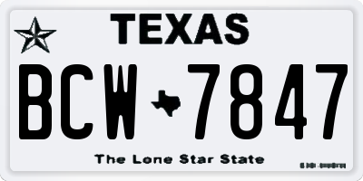 TX license plate BCW7847