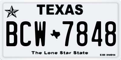TX license plate BCW7848
