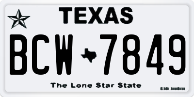 TX license plate BCW7849