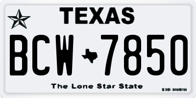 TX license plate BCW7850