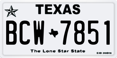 TX license plate BCW7851