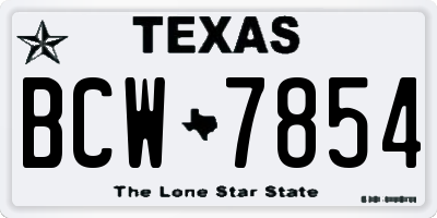 TX license plate BCW7854