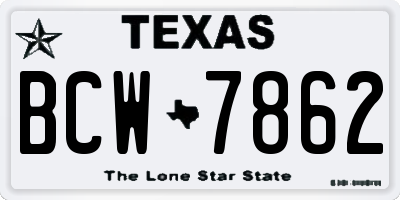 TX license plate BCW7862