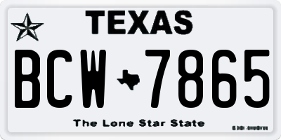 TX license plate BCW7865