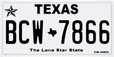 TX license plate BCW7866