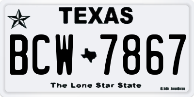 TX license plate BCW7867