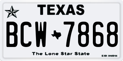 TX license plate BCW7868