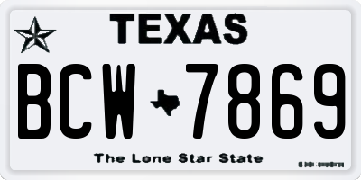TX license plate BCW7869