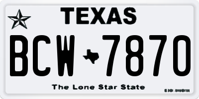 TX license plate BCW7870