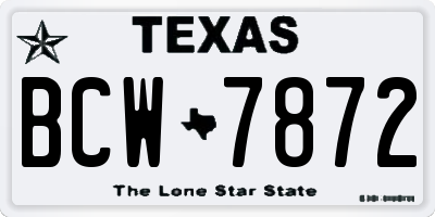 TX license plate BCW7872