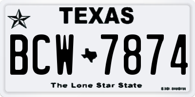 TX license plate BCW7874