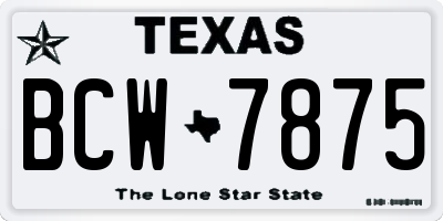 TX license plate BCW7875