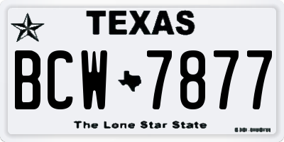 TX license plate BCW7877