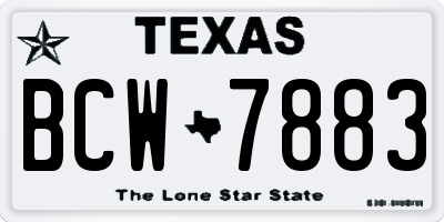TX license plate BCW7883