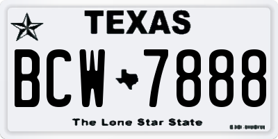 TX license plate BCW7888