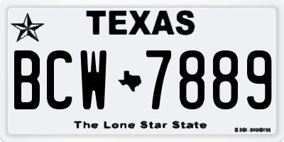 TX license plate BCW7889