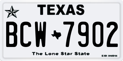 TX license plate BCW7902