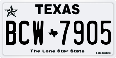 TX license plate BCW7905