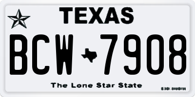 TX license plate BCW7908
