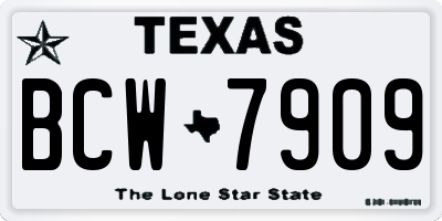 TX license plate BCW7909