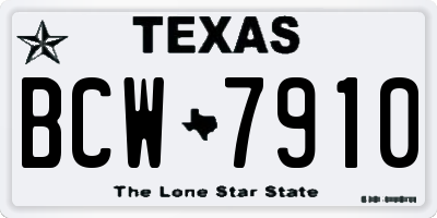 TX license plate BCW7910