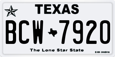 TX license plate BCW7920