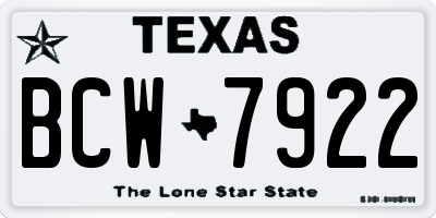 TX license plate BCW7922