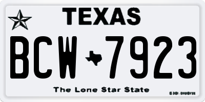 TX license plate BCW7923