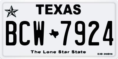 TX license plate BCW7924