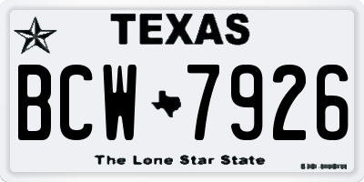 TX license plate BCW7926