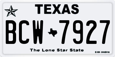 TX license plate BCW7927