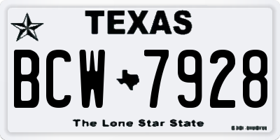 TX license plate BCW7928