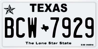 TX license plate BCW7929