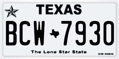 TX license plate BCW7930