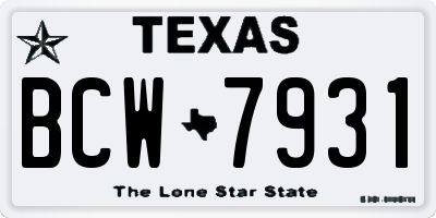 TX license plate BCW7931